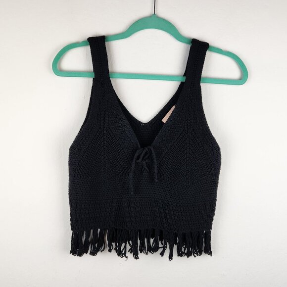 Anthropologie Pilcro Black Cropped V-Neck Sweater Tank sz XSP - Picture 2 of 10